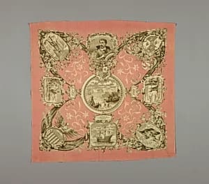 Commemorative square by Windsor Print Works, (North Adams, MA, USA, 1829–1956)