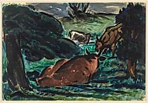 Cows Reclining by Louis Wiesenberg