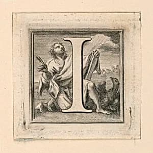 Decorated Capital Letter I by Jakob Frey, Swiss, active Italy, 1681 - 1752