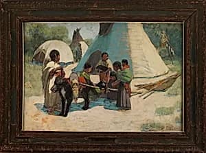 Dog Travois/Blackfoot Camp by Edwin Willard Deming
