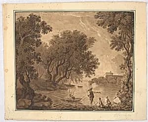 Fishermen in Landscape by Carlo Marchionni, Italian, 1702–1786