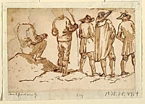 Five Men by Domenico Gargiulo, called Micco Spadaro, Italian, 1609 - 1675