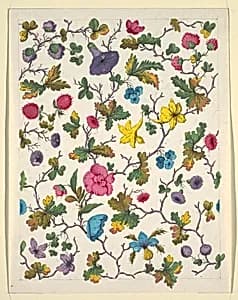 Floral design for printed textile by Louis-Albert DuBois, Swiss, 1752–1818