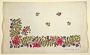 Floral design for printed textile by Louis-Albert DuBois, Swiss, 1752–1818