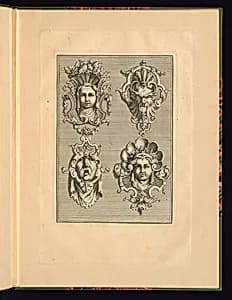 Four Mask Designs by Johann Leonhard Eisler, German, 1672 – 1733