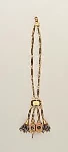Gold and steel watch chain by Unknown