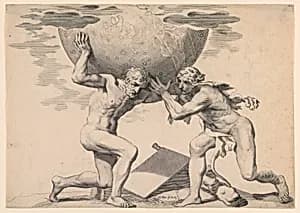 Hercules and Atlas by Claude Mellan, French, 1598 - 1688