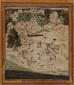 Landscapea hunting scene by Unknown