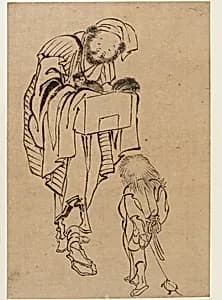 Man and boy by Katsushika Hokusai 葛飾北斎 (1760-1849)