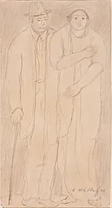 Man And Woman by Abraham Walkowitz, American, b. Tyumen, Russia, 1878–1965