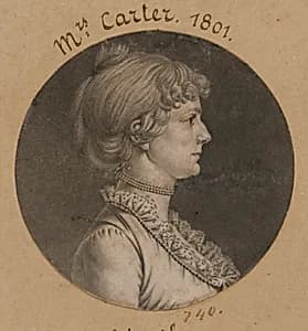 Mary Nelson Carter by Charles Balthazar Julien Févret de Saint-Mémin, 12 Mar 1770 - 23 Jun 1852