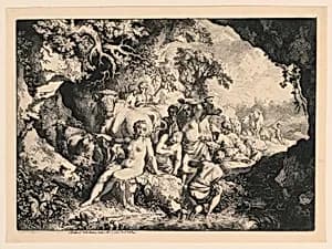 Nymphs Bathing Near a Cave by Christian Wilhelm Ernst Dietrich, German, 1712 - 1774