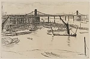 Old Hungerford Bridge by James McNeill Whistler (1834-1903)