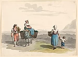 On the Road to Tivoli by Bartolomeo Pinelli, (Italian, 1781–1835)