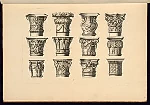 Ornamental Capital Designs by Jean Berain, the elder, French, 1640-1711