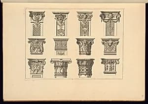 Ornamental Capital Designs by Jean Berain, the elder, French, 1640-1711