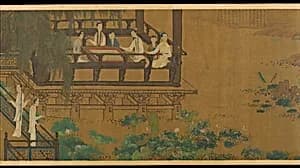Palace ladies by a lotus pond