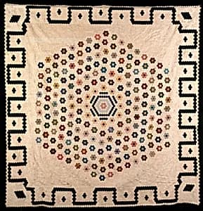 Pieced Bedcover (Honeycomb) by Unidentified