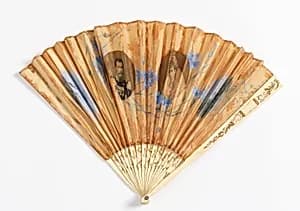 Pleated fan and case by Unknown
