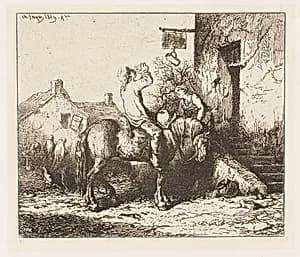 Porte d'Auberge by Charles Emile Jacque, French, 1813 - 1894