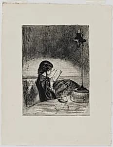 Reading by Lamplight by James McNeill Whistler (1834-1903)