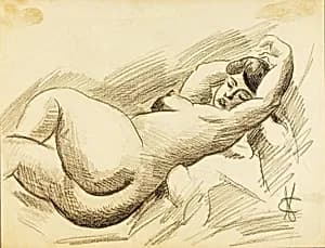 Reclining Female Nude by Carl Newman
