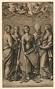 Saint Cecilia by Marc Antonio Raimondi, Italian, 1483 – 1527