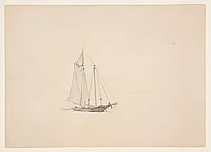 Schooner with Dinghy by Winslow Homer, American, 1836–1910