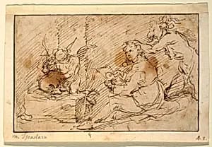 Seated Artist by Domenico Gargiulo, called Micco Spadaro, Italian, 1609 - 1675