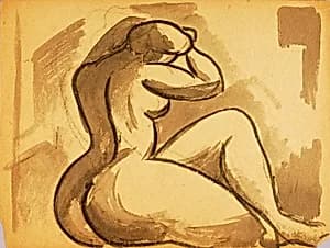 Seated Female Nude by Carl Newman