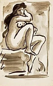 Seated Female Nude by Carl Newman