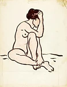 Seated Female Nude by Carl Newman