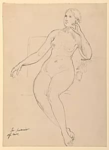 Seated Female Nude by Daniel Huntington, American, 1816–1906