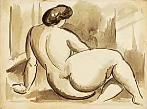 Sitting Female Nude by Carl Newman