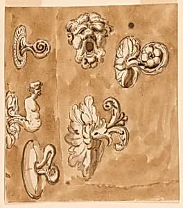 Six doorknobs by Giuseppe Barberi, Italian, 1746–1809