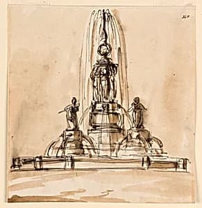 Sketch, a Fountain by Giuseppe Barberi, Italian, 1746–1809