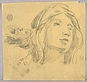 Sketches of Three Heads by Francis Augustus Lathrop, (American, 1849–1909)