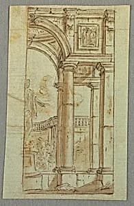 Stage Design, Portico with Monument by Unknown
