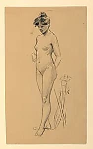 Standing Female Nude by James Wells Champney, American, 1843–1903