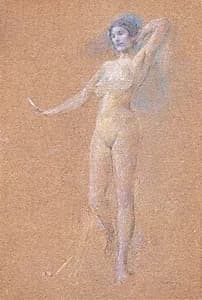 Standing Nude Figure of a Girl by Thomas Wilmer Dewing