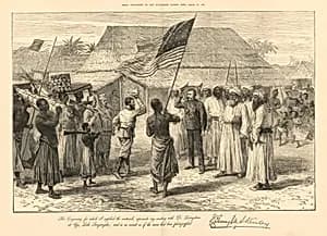 Stanley Meeting Livingstone by H. Hall, active c. 1872
