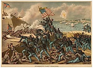 Storming Fort Wagner by Kurz & Allison Lithography Company, c. 1880 - 1899