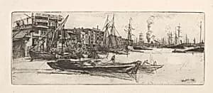 Thames Warehouses by James McNeill Whistler (1834-1903)