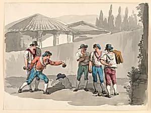 The Boccia Game by Bartolomeo Pinelli, (Italian, 1781–1835)