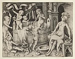 The Children's Bath by Israhel van Meckenem, German, ca. 1440 - 1503