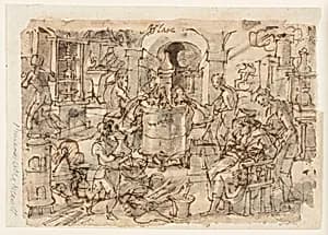 The Invention of Distillation by Jan van der Straet, called Stradanus, Flemish, 1523–1605
