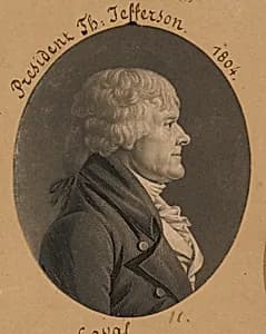Thomas Jefferson by Charles Balthazar Julien Févret de Saint-Mémin, 12 Mar 1770 - 23 Jun 1852