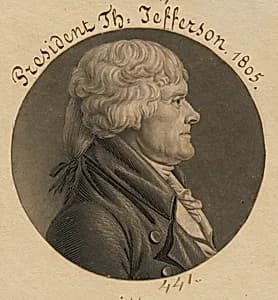 Thomas Jefferson by Charles Balthazar Julien Févret de Saint-Mémin, 12 Mar 1770 - 23 Jun 1852