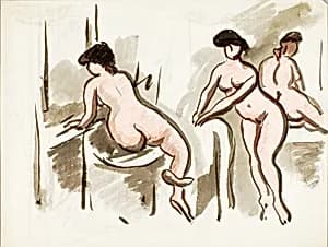 Three Female Nudes by Carl Newman