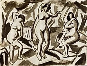 Three Female Nudes by Carl Newman